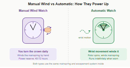 manual wind vs automatic watch winding comparison